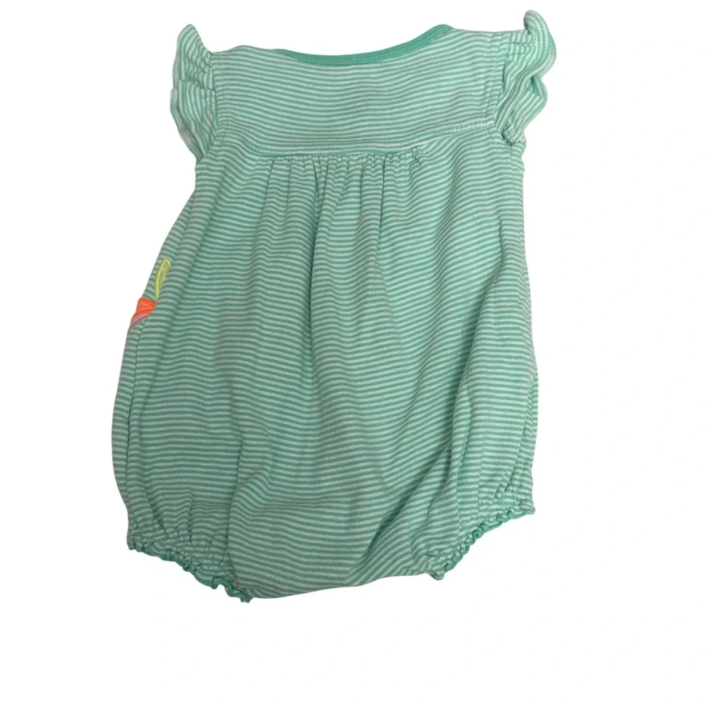 Carters Baby Girl 3M‎ Floral Sleeveless Top and Mint Striped Whale Romper Lot